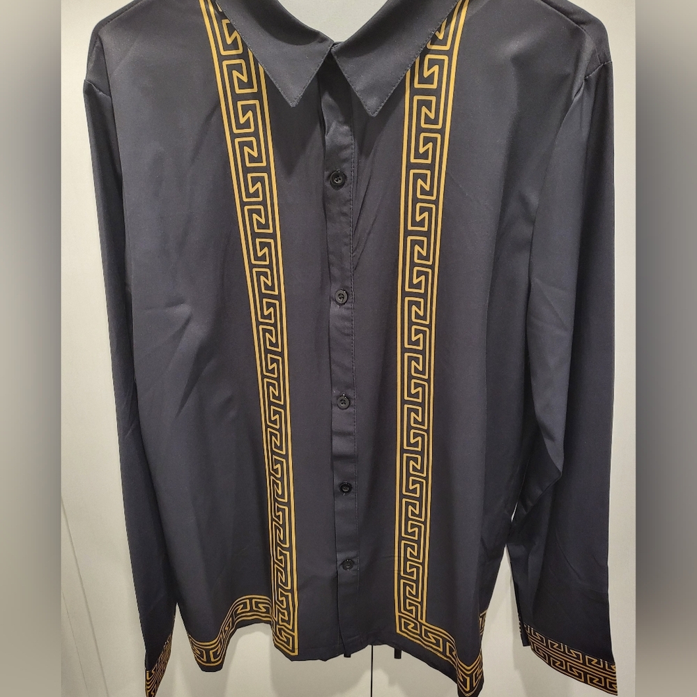 Stylish Black and Gold Button-Up Shirt